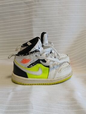 Nike Kids White Neon Yellow & Black High-Top Sneakers